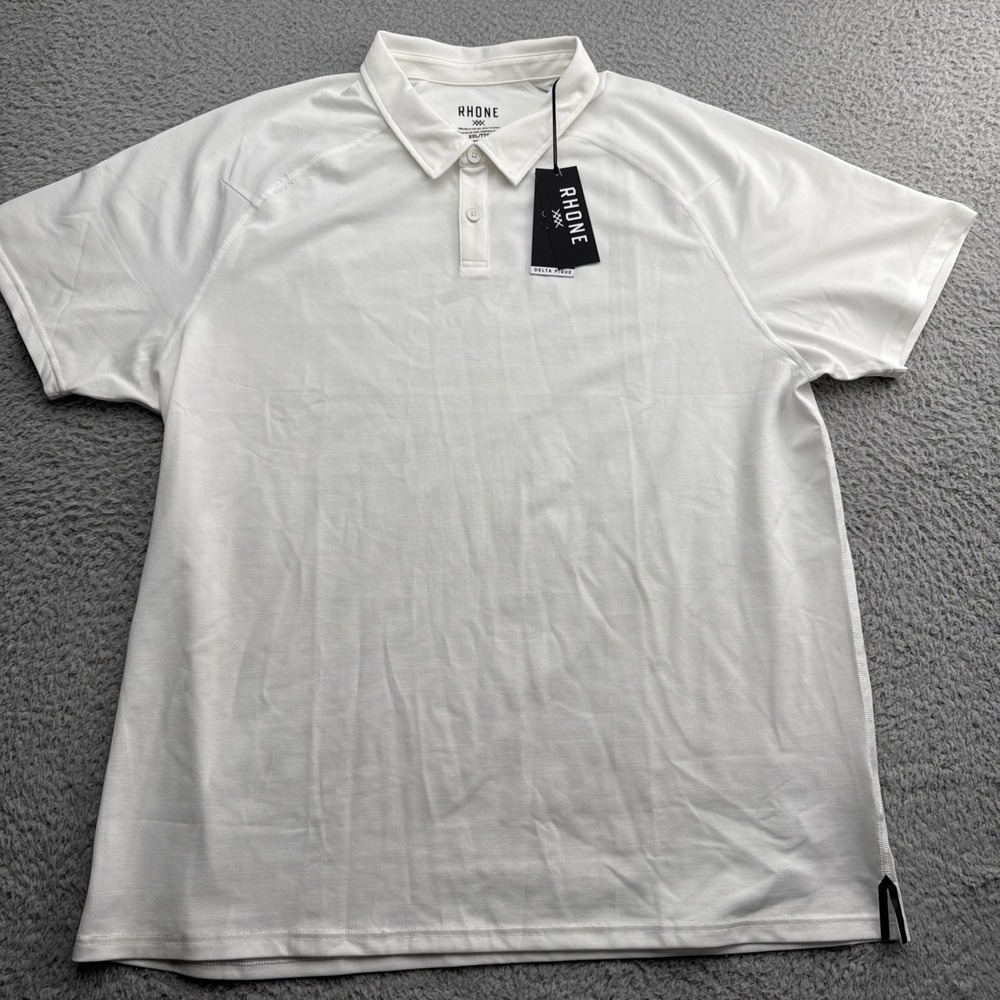 Rhone Delta Pique Polo Shirt Mens XXL White GoldFusion Performance Golf NWT